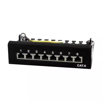 LogiLink NP0017B Patch Panel – 8 θυρών Cat6 STP, τοποθέτηση σε τοίχο/κάτω από γραφείο, μαύρο