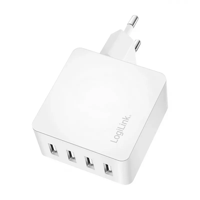 Logilink Φορτιστής USB-A, 24 W, 4 θύρες, 4x USB-A, Λευκό