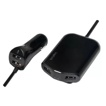 Logilink Φορτιστής αυτοκινήτου USB, 2+2 θύρες, 24 W, μαύρο