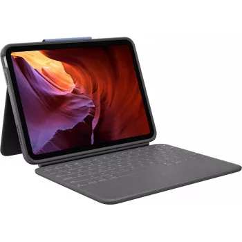 Logitech Rugged Folio πληκτρολόγιο και θήκη Folio με Apple Smart Connector - AZERTY γαλλική διάταξη - Graphite - για Apple 10,9 ιντσών iPad (10η γενιά)