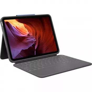 Logitech Rugged Folio με πληκτρολόγιο US International QWERTY για Apple iPad 10ης γενιάς (A2696) - Graphite, αντοχή σε πτώσεις MIL-STD-810G