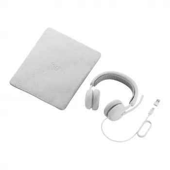 Logitech Zone Wired 2 On-Ear USB-C Headset με Μικρόφωνο Βραχίονα με Ακύρωση Θορύβου, Off-White