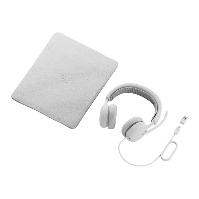 Ενσύρματο ακουστικό με μικρόφωνο Logitech Zone Wired 2 on-ear, ενεργή ακύρωση θορύβου, μικρόφωνα με ακύρωση θορύβου, ντράιβερ 40 mm, υπόλευκο
