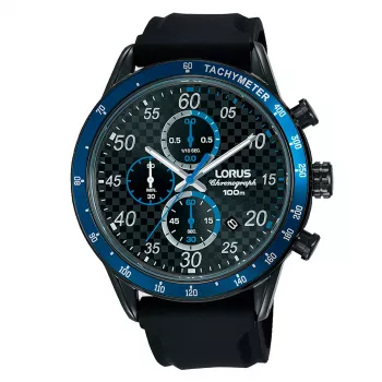 Lorus Ανδρικό Ρολόι Quartz Αναλογικό RM337EX9 Μπλε Καντράν Καφέ Δερμάτινο Λουράκι 43mm