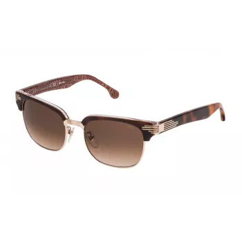 LOZZA SL2253M52300K Unisex Ορθογώνια Ηλιακά Γυαλιά - Μαύρος Ασετάτ Σκελετός, Γκρι Πολυανθρακικοί Φακοί, Προστασία UV400