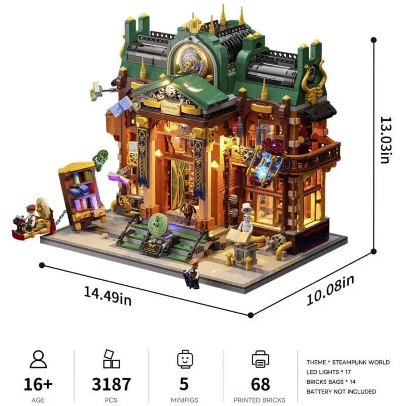 Lumibricks Steampunk Time Rift Library DIY Μινιατούρα Book Nook Κιτ