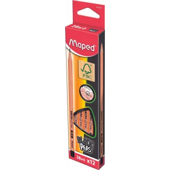 Maped BLACK'PEPS μολύβια γραφίτη 2B μαύρο/ξύλο συσκευασία 12 τεμ.