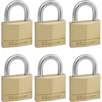 Master Lock 140EURSIX συσκευασία 6 τεμ. λουκέτα με ίδιο κλειδί 22mm ορειχάλκινο σώμα