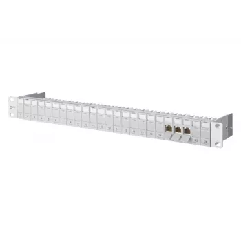 METZ CONNECT 130920-E Patch Panel 1U 24 θυρών, υπό γωνία 90°, κενό, ανοιχτό γκρι 130920-E-90