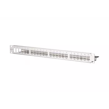 METZ CONNECT 130921-00-E patch panel 1U 24 θυρών θωρακισμένο, Cat.6A, ανοιχτό γκρι 130921-00-E-90
