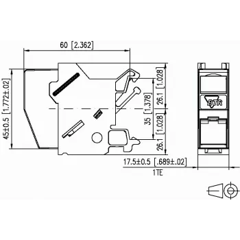 METZ CONNECT BTR E-DAT Module REG 8(8) IP20 Empty - Θήκη μονάδας δεδομένων για ράγα DIN, 1TE, ανοιχτό γκρι
