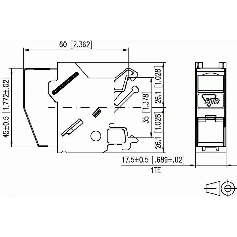 METZ CONNECT BTR E-DAT Module REG 8(8) IP20 Empty - Θήκη μονάδας δεδομένων για ράγα DIN, 1TE, ανοιχτό γκρι