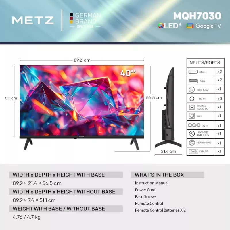 Metz MQH7030Z 40 ίντσες Full HD Android TV Μαύρο