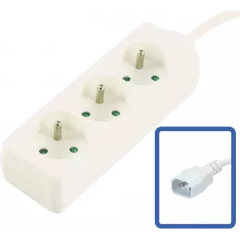 MicroConnect 3-θέτο πολύπριζο γαλλικού τύπου E με διακόπτη, προστασία υπερφόρτωσης & προστασία παιδιών, καλώδιο 1,5m, λευκό (MC-PS030150FRUPSW)