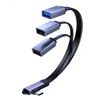 MicroConnect Καλώδιο διαχωριστήρα USB-C γωνιακό, 3x USB-A 3.0, 0,15 m, Μαύρο