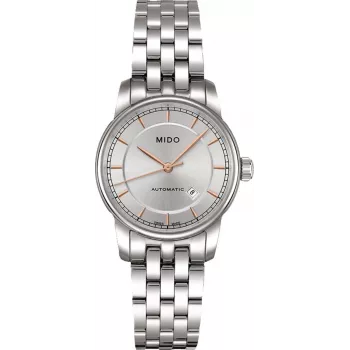 MIDO γυναικείο αυτόματο ρολόι M76004101 29mm ανοξείδωτο ατσάλι ασημί καντράν