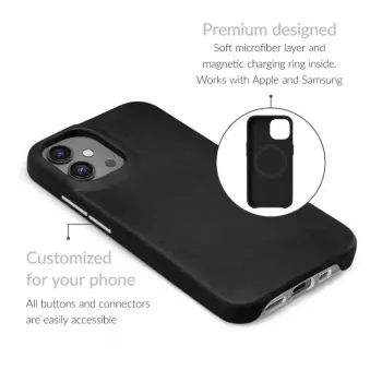 Mio Mobilize Magsafe Συμβατή Premium Δερμάτινη Θήκη για Apple iPhone 17 Pro Μαύρο