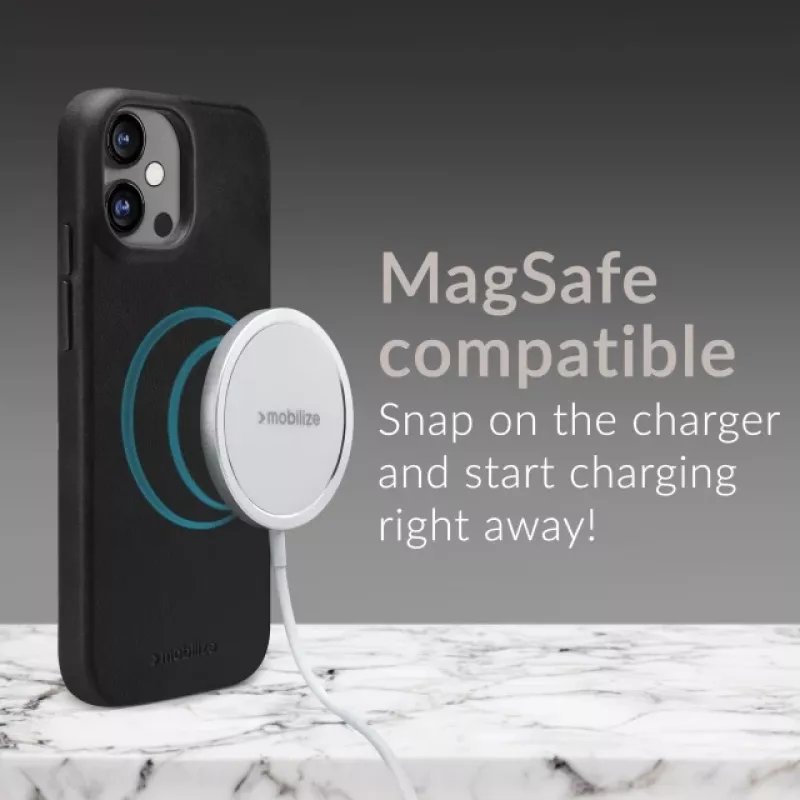 Mio Mobilize Magsafe Συμβατή Premium Δερμάτινη Θήκη για Apple iPhone 17 Pro Μαύρο