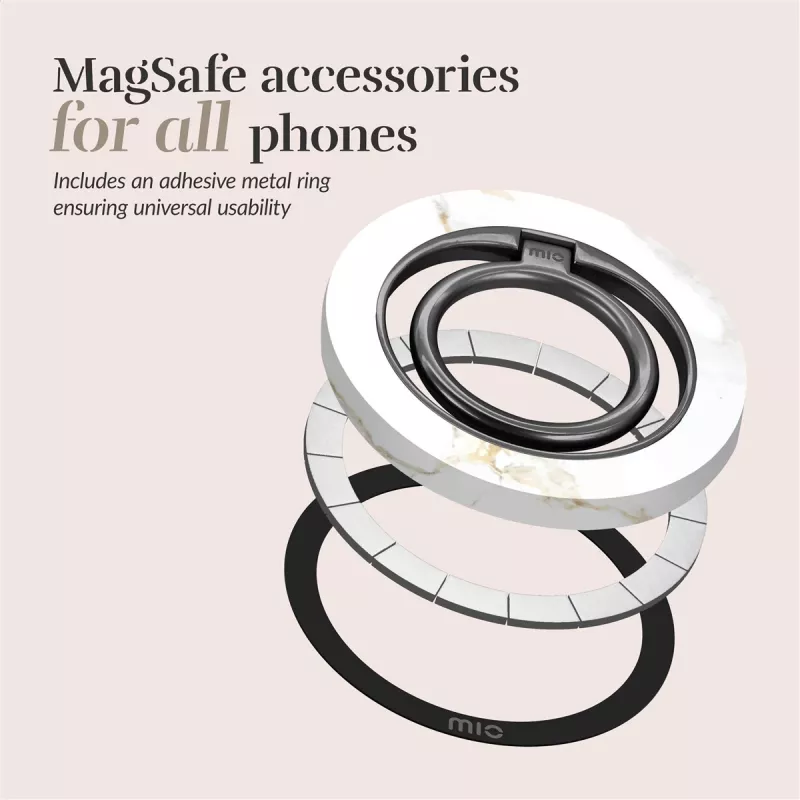 MIO White Marble Magsafe Θήκη Συμβατή με Βάση Δακτυλίου