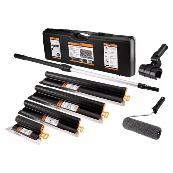 NEO TOOLS σετ σοβατίσματος με σπάτουλες, τηλεσκοπικό κοντάρι και ρολό, σε βαλίτσα