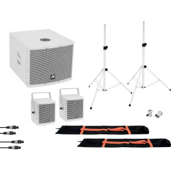 Omnitronic 20000837 Ενεργό ηχείο PA 8 ιντσών με Bluetooth, USB/SD, 800W Peak, Λευκό