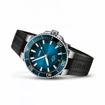 ORIS ανδρικό ρολόι καταδύσεων 41350742274FC 41,50mm αυτόματο μπλε καντράν μπλε λουράκι καουτσούκ
