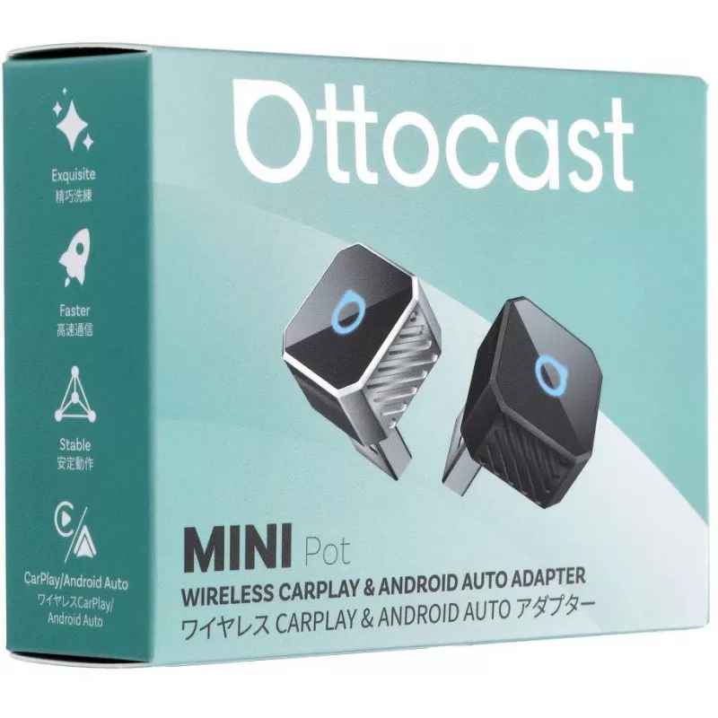 Ottocast Mini Pot CP88-T3 ασύρματος προσαρμογέας CarPlay και Android Auto, μαύρο (CP88-T3)