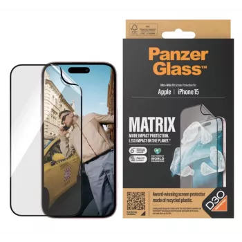 PanzerGlass MATRIX Προστασία οθόνης με D3O για iPhone 15 | Ultra-Wide Fit με AlignerKit