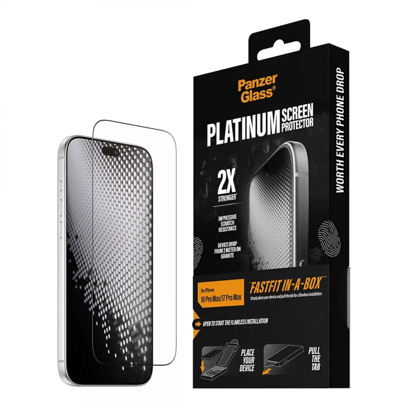 PanzerGlass Platinum Μεμβράνη προστασίας οθόνης για iPhone 17 Pro Max με FASTFIT IN-A-BOX
