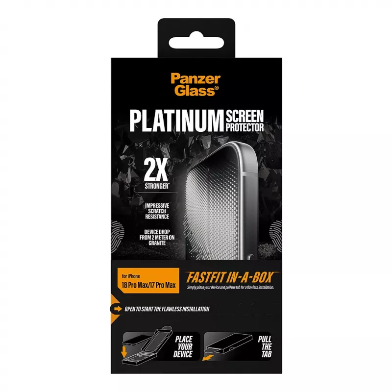 PanzerGlass Platinum Μεμβράνη προστασίας οθόνης για iPhone 17 Pro Max με FASTFIT IN-A-BOX