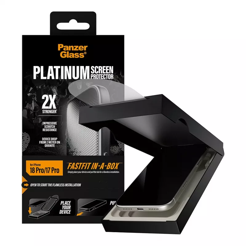 PanzerGlass Platinum Μεμβράνη προστασίας οθόνης για iPhone 17 Pro με πλαίσιο εγκατάστασης FastFit