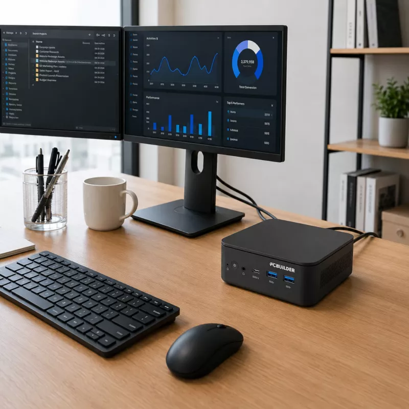 PCBuilder CUBE Intel Core 3-100U 16GB DDR5 512GB Windows 11 Pro Mini Υπολογιστής