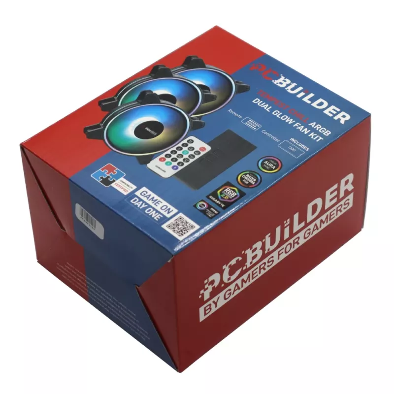 PCBuilder Tempest Chill Kit ανεμιστήρων 3x120mm Dual Glow ARGB ανεμιστήρες + Controller + RF τηλεχειριστήριο