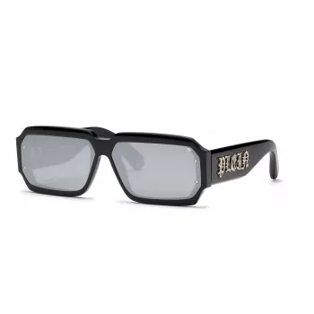 PHILIPP PLEIN MAN SPP150-670703 Γυαλιά ηλίου Ορθογώνια Μαύρο πλαίσιο Γκρι φακοί 67/11/145 mm