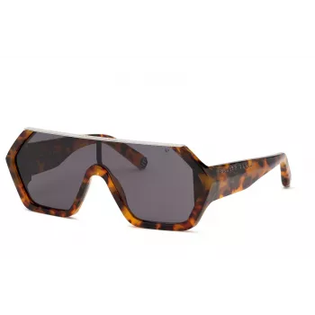 Philipp Plein ανδρικό γυαλιά ηλίου SPP047990728 - μαύρος σκελετός ασετάτης, γκρι φακοί πολυανθρακικού, προστασία UV400