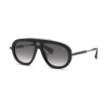 PHILIPP PLEIN SPP151V57700Y Ανδρικό Γυαλιά ηλίου - Μαύρο σκελετός ασετάτ, γκρι φακοί πολυανθρακικού, 57 mm