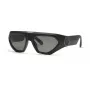 PHILIPP PLEIN SPP153-580U28 ανδρικά ορθογώνια γυαλιά ηλίου, γυαλιστερός μαύρος σκελετός ασετάτης, φαιοί φακοί πολυανθρακικού, 58 mm