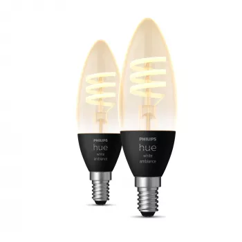 Philips Hue E14 White Ambiance 4,6W LED Filament Λαμπτήρας Κερί 2 τεμ.