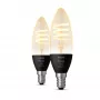 Philips Hue E14 White Ambiance 4,6W LED Filament Λαμπτήρας Κερί 2 τεμ.