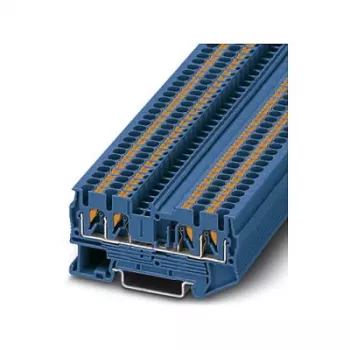 Phoenix Contact PT 2,5-QUATTRO BU Κλέμα διέλευσης Push-in, μπλε, 4 συνδέσεις, 2,5 mm², 800 V, 24 A, τοποθέτηση σε ράγα DIN