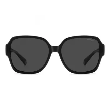 Polaroid Ancillaries PLD9021S807 Unisex ορθογώνια γυαλιά ηλίου - Μαύρος σκελετός, γκρι πολωτικοί φακοί