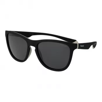 Polaroid PLD2133S08AM9 Unisex ορθογώνια γυαλιά ηλίου - Μαύρος σκελετός, γκρι πολωτικοί φακοί, 56 mm