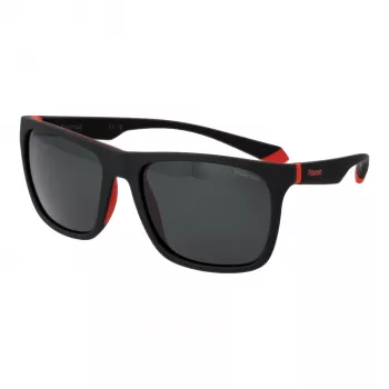 Polaroid PLD2141S56BLX Unisex Ορθογώνια Γυαλιά Ηλίου - Μπλε Φακοί, Μαύρος Σκελετός, Πολωμένα UV400