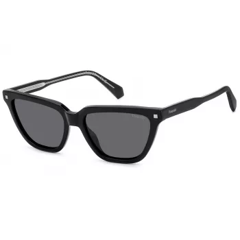 Polaroid PLD4157SX807 γυναικείο ορθογώνιο γυαλί ηλίου - μαύρο σκελετό, γκρι πολωμένοι φακοί, 55 mm
