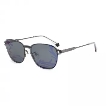 POLAROID PLD6119GCSKJ1 unisex ορθογώνιο γυαλί ηλίου - Γκρι πολωμένοι φακοί, μαύρος σκελετός, 53 mm