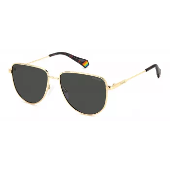 POLAROID PLD6196SXJ5G unisex ορθογώνιο γυαλί ηλίου - μαύρος σκελετός, γκρι πολωτικοί φακοί, 56 mm