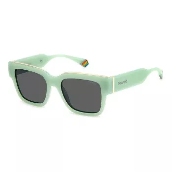 POLAROID PLD6198SX1EDF Unisex Ορθογώνια Ηλιακά Γυαλιά - Μαύρο Σκελετό Γκρι Πολωμένους Φακούς 52mm