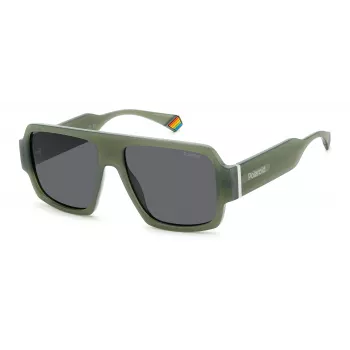 POLAROID PLD6209SX1ED unisex ορθογώνια γυαλιά ηλίου - μαύρος σκελετός, γκρι φακοί
