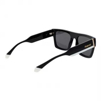 POLAROID PLD6224SX5480 Unisex ορθογώνια γυαλιά ηλίου - Μαύρος σκελετός, γκρι πολωτικοί φακοί, 54 mm