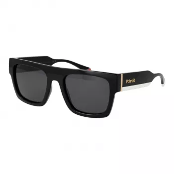 POLAROID PLD6224SX5480 Unisex ορθογώνια γυαλιά ηλίου - Μαύρος σκελετός, γκρι πολωτικοί φακοί, 54 mm
